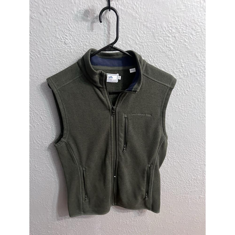 Southern Tide Men's Fleece Zip Up Vest Green Size Small